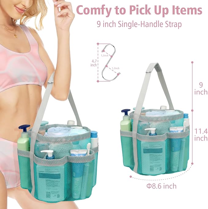 F-color Mesh Shower Caddy Portable, Large Capacity Shower Bag Basket Tote - Image 4
