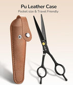 ULG Hair Cutting Scissors Professional Salon Shears 6.5-Inch Ultra Sharp Barber Scissors with PU Leather Case, Left/Right Symmetrical, Stainless Steel Haircut Scissors for Men, Women, Salon & Home Use