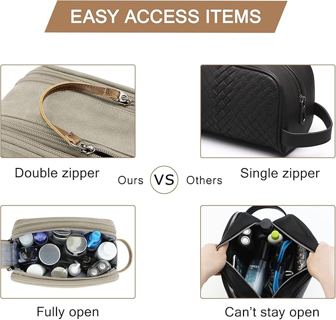 BAGSMART Toiletry Bag for Men, Canvas Travel Toiletry Organizer Dopp Kit - Image 5