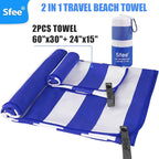 Sfee 2 in 1 Microfiber Beach Towel, Quick Dry Towel Travel Camping Towel Super - Image 7