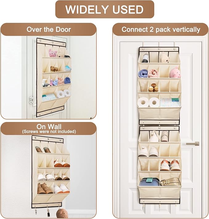 FENTEC 2 Pack Over the Door Shoe Organizer, Hanging Shoe Organizer, 28 Large - Image 7