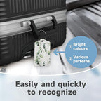 2 Pack Leather Luggage Tag for Suitcase Green White Eucalyptus Leaves Unique - Image 4