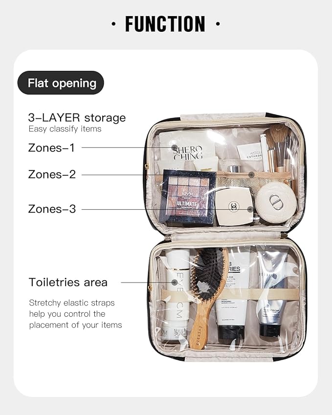 EACHY Travel Toiletry Bag with Hanging Hook, Portable Makeup Cosmetic Bags - Image 4