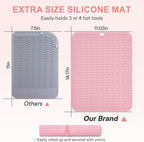 Oversize Silicone Heat Resistant Mat, Portable Travel Mat Cover for Curling Irons, Flat Irons, Hair Straightener and Hot Hair Styling Tools(14.2" x 11")