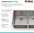 KRAUS Standart Pro 33 -inch Undermount 50/50 Double Bowl 16 Gauge Stainless - Image 4