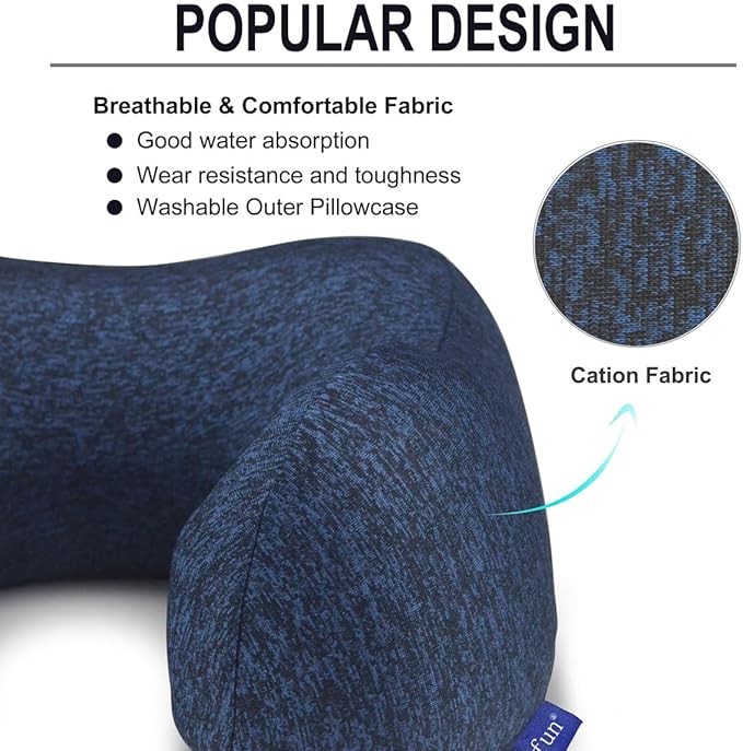 napfun Neck Pillow for Traveling, Upgraded Travel Neck Pillow for Airplane 100% - Image 3