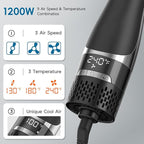 Hair Dryer Brush with Display Screen, Blow Dryer Brush for Women Fast Drying & Styling | Oval Ceramic Barrel, Negative Ion Technology, 3 Heat & 3 Speed Settings, Cold Shot, ALCI Plug (Black & Silver)