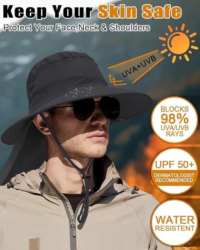 Outdoor Sun Hats with Stowable Neck Flap - Image 3