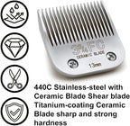 Docal 3-3/4FC Silver Detachable Clipper Ceramic Blades, Dog Grooming Clipper Replacement Blades Compatible with Dog Clippers, KM Series Clippers, A5, Size 3-3/4FC, Cut Length 1/2"(13mm)