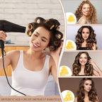 Obeoby 4 Sizes Hair Rollers for Women, 50 Pcs Set Hair Curlers with Clips Comb Curlers for Long Short Curly Hair and Bangs (25, 36, 48, 60mm), Yellow