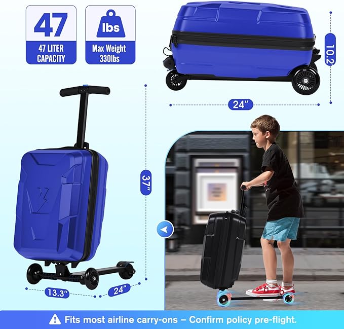 smilesun Scooter Suitcase for Kids & Adults, Foldable Carry On Travel Luggage - Image 8