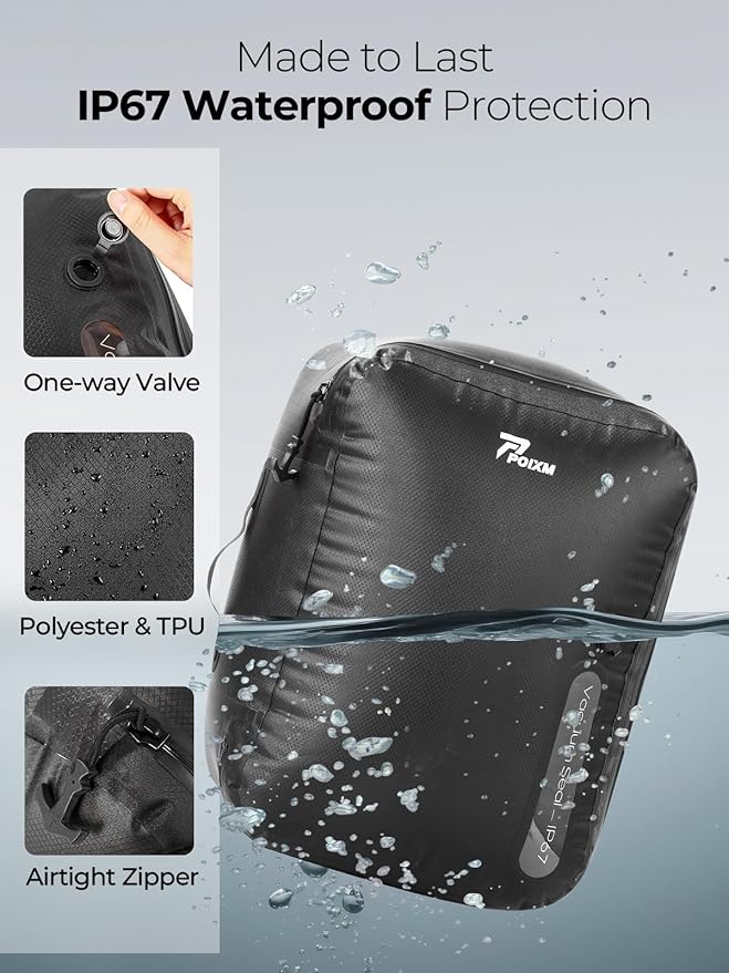 Vacuum Bags for Travel, 180° Open Zipper, IP67 Waterproof, Reusable Space Saver - Image 6