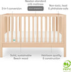 Newton Baby Galileo Standard Crib, Solid Beech Wood in Natural Color, 3-in-1 - Image 7