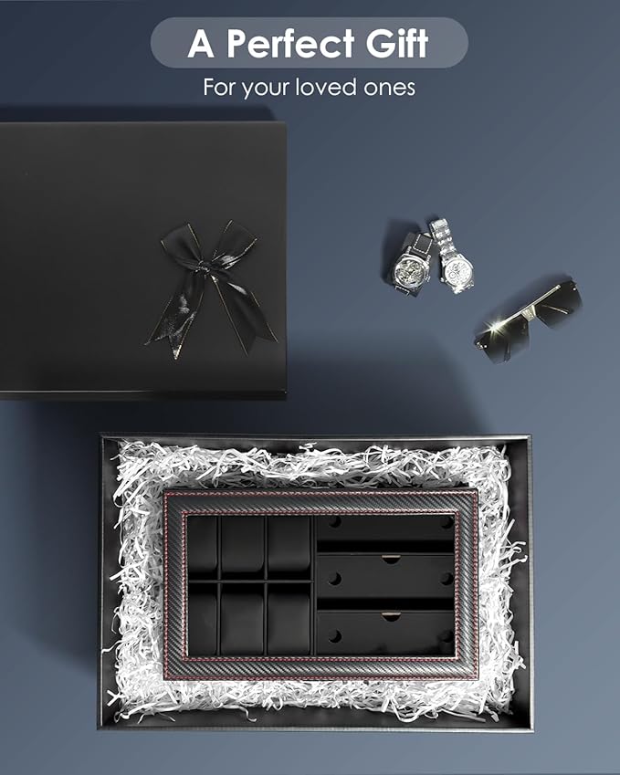 Watch Jewelry Box Organizer, 6-Slot 2-Layer Watch Case and Sunglasses Storage - Image 7