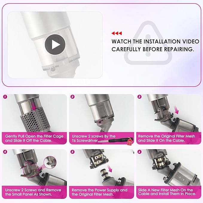 Inner Filter Compatible with Dyson Airwrap Hair Styler HS01 HS05 Models, Curling Iron Inner Strainer Hair Styler Filter Replacement Parts