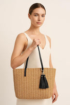 YXILEE Straw Bags For Women | M Size Travel Straw Totes Bag Woven Summer - Image 5
