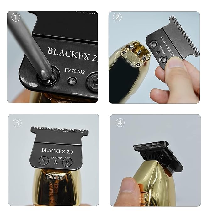 BLACKFX 2.0 Replacement Blades Compatible with BaBylissPRO FX787 & FX726 Trimmers, for Outlining Hair Trimmers (FX787) and Trimmers (FX726) -black