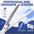JASON Curved Thinner Dog Scissors - Ergonomic Updated Dog Grooming Scissors Sharp Curved Blender Dog Shears 440C Stainless Steel Grooming Shears Professional Pet Shears for Groomer