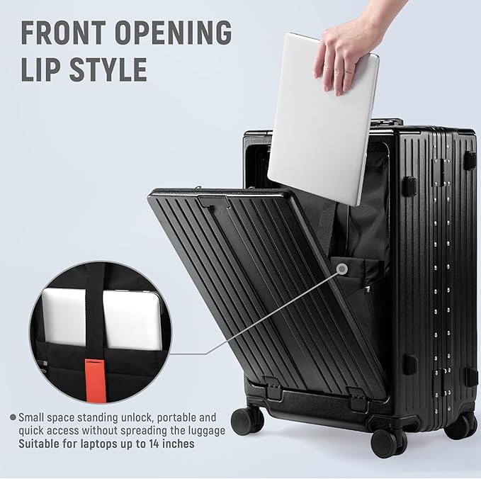 UrbanExplorer 20 Inch Carry On Luggage TSA Approved, Aluminum Frame Zipperless - Image 4