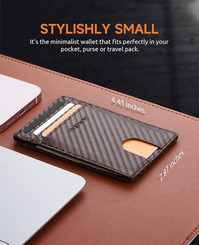 Buffway Mens Slim Wallet, Minimalist Thin Front Pocket Leather Credit Card - Image 6