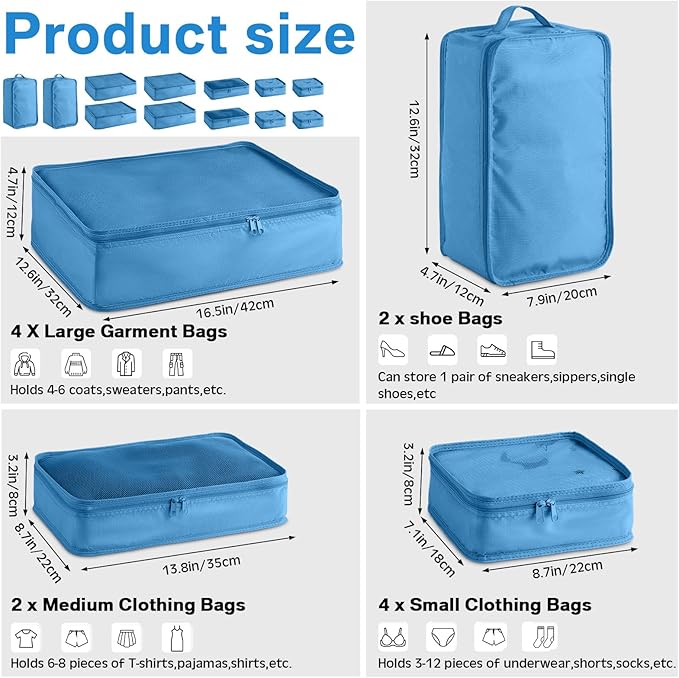 Reginary 6 Set Travel Packing Cubes Luggage Organizer Set Lightweight Suitcase - Image 2