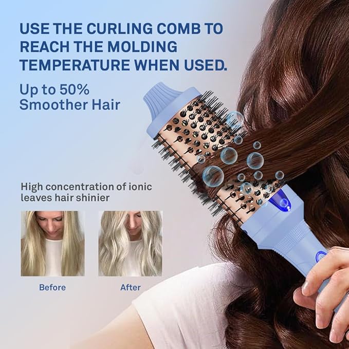 Caliber Viva Heat Thermal Hair Brush, Professional Styling Tool with Negative Ion Technology, Blue (1-1/2 inch（38mm)