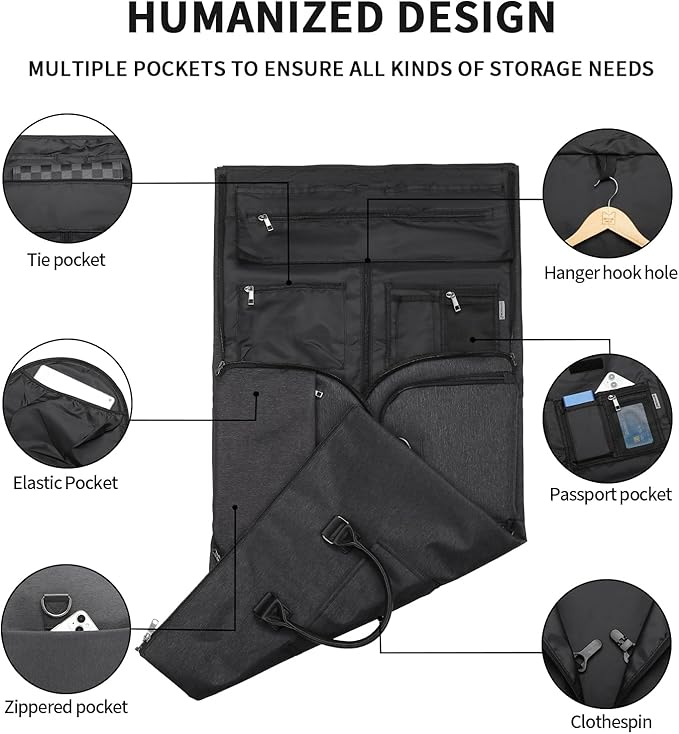 seyfocnia Convertible Travel Garment Bag, Carry on Garment Duffel Bag - Image 4