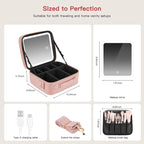 Travel Makeup Bag with LED Mirror, Cosmetic Bags - Image 3