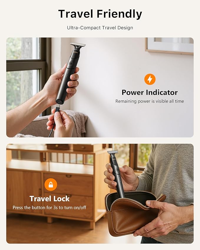 USB-C Fast Charging, Groin & Ball Hair Painless Electric Shaver, Travel Razors - Image 9