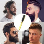 Foldable Boar Bristle Hair Brush, Small Folding Hairbrush Collapsable Mini Travel Hair Brush Anti-Static Range Hair Brush for Women, Portable Pocket Comb Hair Styling Tool,Beard Brush for Men (Gold)