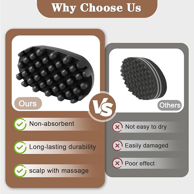 3 Pack Silicone Curling Hair Brush & Metal Afro Pick Hair Comb Set – Durable Washable Curl Sponge for Black Men, Natural Hair, Dreadlocks, Coils & 4C Afro HairStyling Tool
