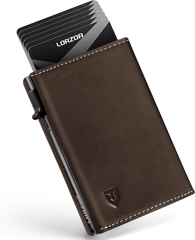 LORZOR Wallet for Men with Metal Card Holder, Pop Up Wallet, Finest Full Grain by LORZOR