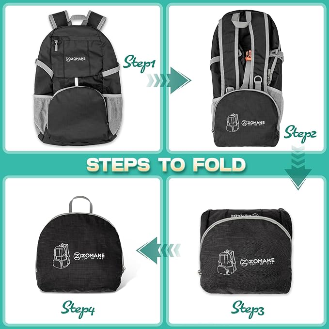 ZOMAKE Lightweight Packable Backpack 35L, Light Foldable Backpacks Water - Image 4