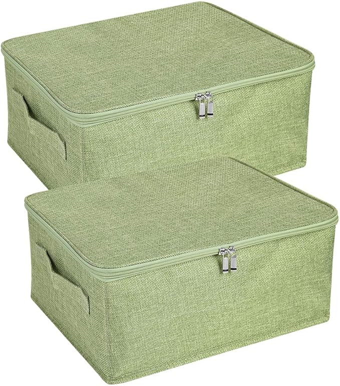 ANMINY 2PCS Storage Bins with Zipper Lids 13 Qt Lidded Fabric Storage Boxes by ANMINY