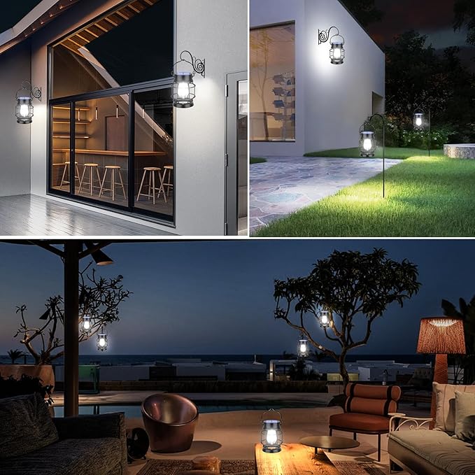 UBright 2 Pack Solar Lantern Lights Outdoor Waterproof Metal Hanging Solar - Image 7