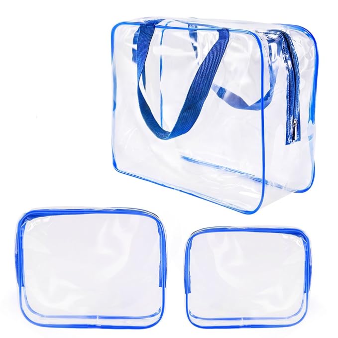 3Pcs Crystal Clear PVC Travel Toiletry Bag Kit by ROYBENS