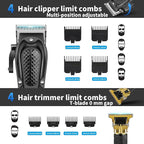 HIENA PRO Hair Clippers for Men Professional, Cordless Barber Clipper & T-Blade Beard/Hair Trimmer Set, Electric Razor Foil Shaver Nose Trimmer Barber Kit, Men's Hair Cutting Kit with 8 Guide Combs