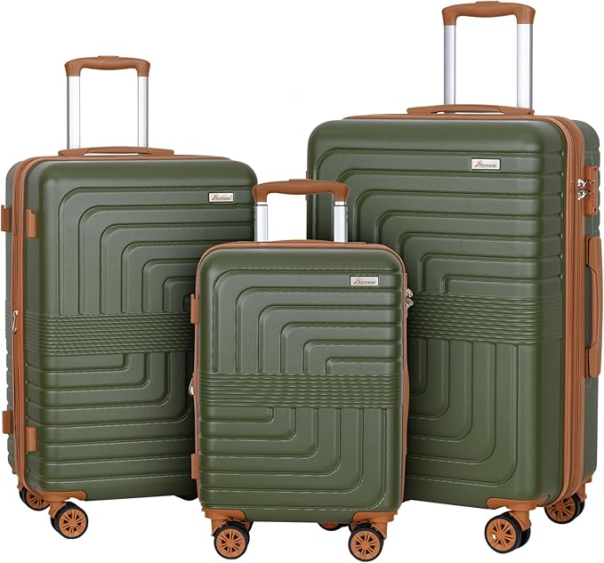 Romswi Luggage Sets 3 Piece Expandable PC+ABS Suitcases, Durable Hardshell by Romswi