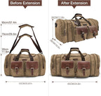 Wildroad 50L Travel Duffel Bag, Expandable Canvas Genuine Leather Duffle Bag - Image 7