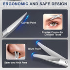 2Pack Small Eyebrow Scissors, Stainless Steel Nose Hair Trimming Scissors with Rounded Tips, Precision Grooming for Beard/Mustache/Facial Hair, Travel Friendly & Safe for Men Women