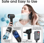 KARFUN Hair Dryer, 110000 RPM High-Speed Brushless Motor Fast Drying Blow Dryer, 57dB Low Noise Hair Dryer for Home or Travel, 3 Temps & 2 Speeds (Black)