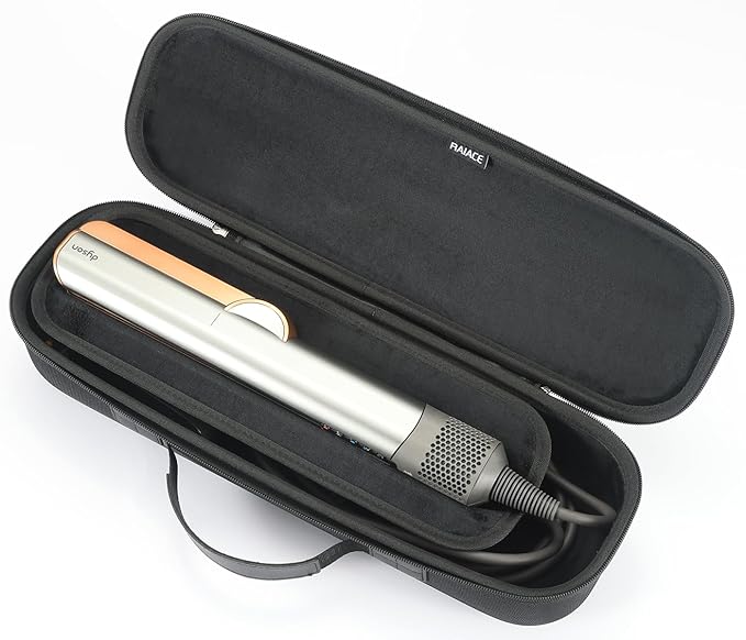 RAIACE Hard Storage Case Compatible with dyson Airstrait Straightener, Travel Carrying Bag. (case only). - Black(Black Lining)