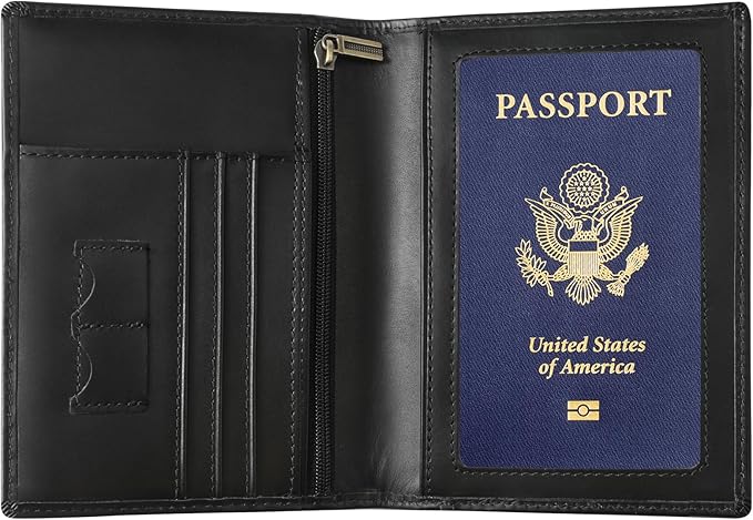 Ringsun Leather Passport Cover for Men Women, RFID Passport Wallet Case Travel by RINGSUN