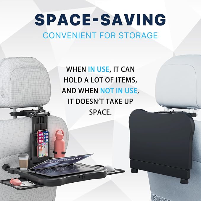 Car Back Seat Tray Table, Stable Foldable Auto Backseat Food Trays Desk - Image 7
