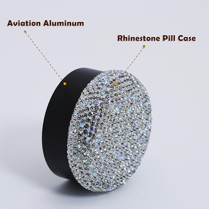 Small Pill Case 3 Compartments, Metal Round Portable Pill Box, Waterproof - Image 3