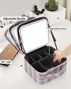 Makeup Bag With LED Mirror, Travel Makeup Case with Light up Mirror Large - Image 4
