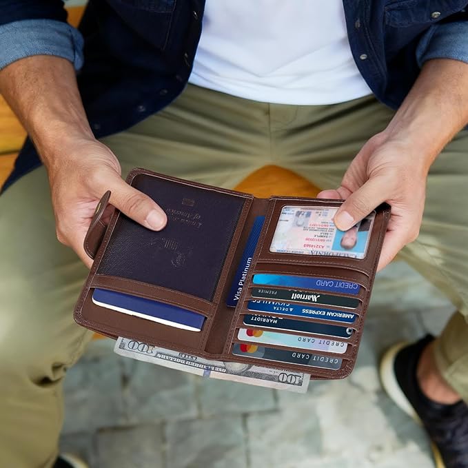 Polare Luxury RFID Blocking Leather Passport Holder Travel Wallet - Image 2