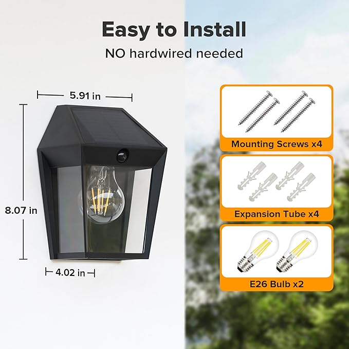 LUTEC 2 Pack Solar Wall Lights Outdoor, Solar Wall Lanterns - Image 7