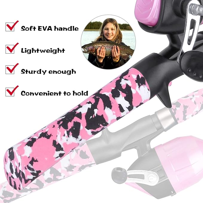 ODDSPRO Kids Fishing Pole Pink, Portable Telescopic Fishing Rod and Reel Combo - Image 3