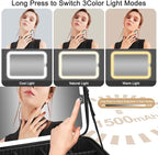 Large Travel Makeup Bag with LED Mirror, 3-Color Stepless Dimming Stand Mirror - Image 4